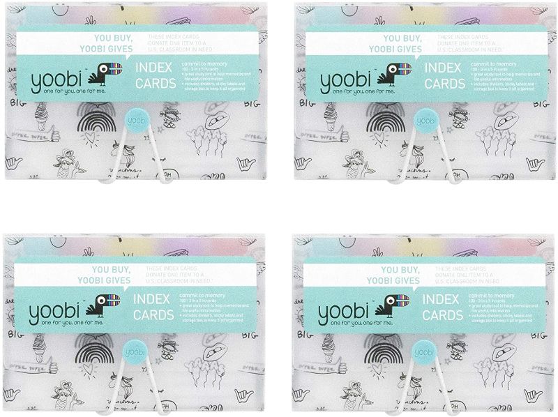 Photo 1 of Yoobi 4-Pack Index Cards with Case, 400 Cards with Stand