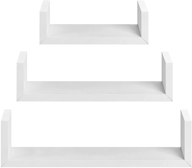 Photo 1 of AMADA HOMEFURNISHING AMFS13-W - U Shaped White Floating Shelves, 3 Sizes for Bedroom, Bathroom, Living Room, Kitchen