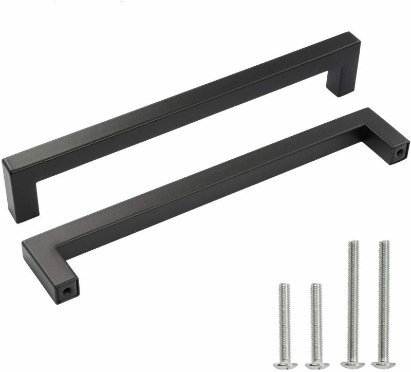 Photo 1 of [10 Pack] OCQ Matte Black Square T Bar Cabinet Pulls 7-1/2" Center to Center