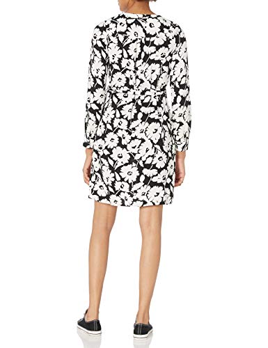 Photo 1 of Amazon Essentials Women's Long-Sleeve Banded Collar Shirt Dress, Black and White Abstract Floral, Large