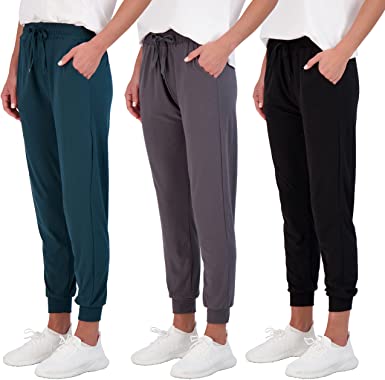 Photo 1 of Real Essentials 3-Pack: Women's Ultra Soft Yoga Sports Pants with Pockets and Drawstring