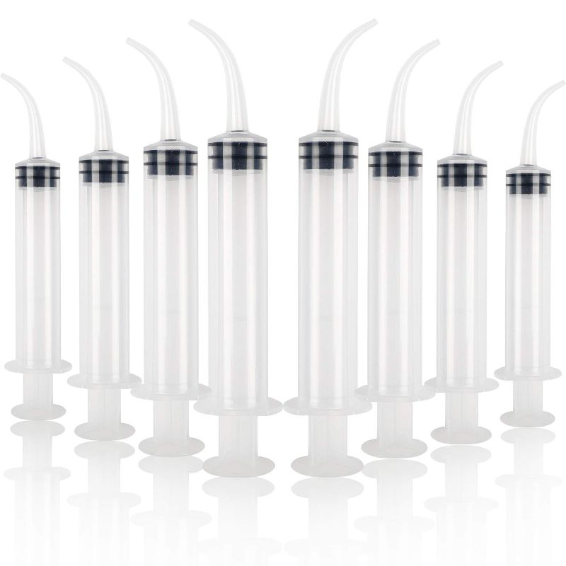 Photo 1 of 8pcs 12cc Dental Syringe Disposable Irrigation Curved Syringe Curved Tip Syringe