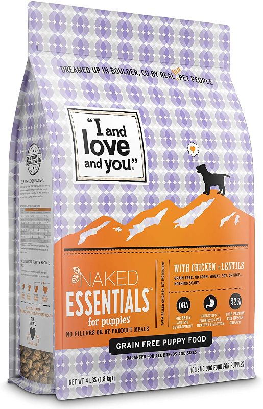 Photo 1 of "I and love and you" Naked Essentials - Dry Puppy Food - Kibble, Prebiotics and Probiotics, /Chicken + Lentils, 4 Pound Bag 06/27/22