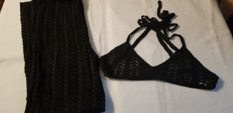 Photo 2 of BLACK Crochet bikini cover up pant and bikini top