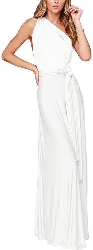 Photo 1 of Womens Transformer Evening Dress Maxi Cocktail Wrap Convertible Multi Way Floor Long Formal Gown, WHITE, MED