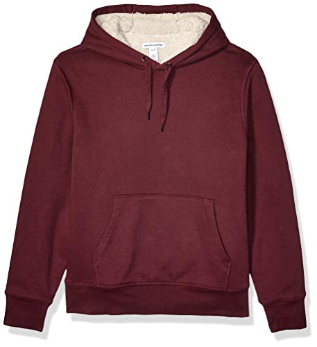 Photo 1 of Amazon Essentials Men's Sherpa Lined Pullover Hoodie Sweatshirt, Burgundy, Large