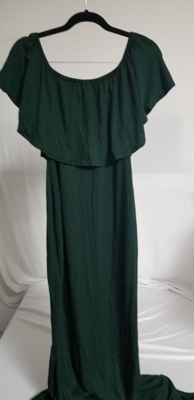 Photo 1 of 
lovetomi off the shoulder ruffled sleeve long dress, green
