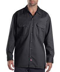 Photo 1 of dickie's long sleeve collared button down the front with double breast pocketshirt, black, large