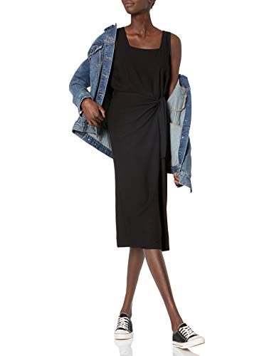 Photo 1 of Amazon Brand - Goodthreads Women's Faux Wrap Fluid Twill Dress, Black, Large