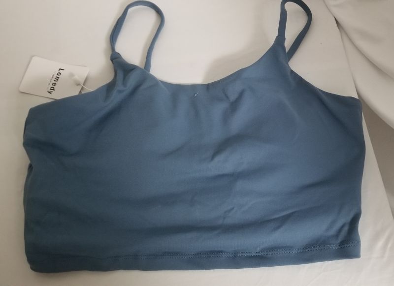 Photo 1 of lemedy women's sport bra, light blue, xl