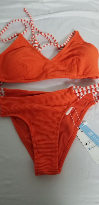 Photo 1 of cupshe two ppiece swimsuit, orange, small