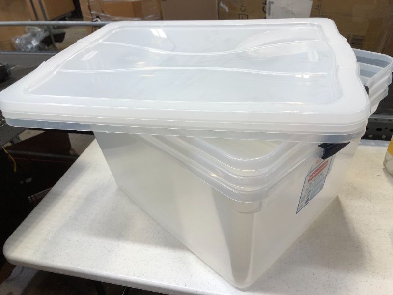 Photo 2 of 3 mediun size clear plastic containers with locking lids