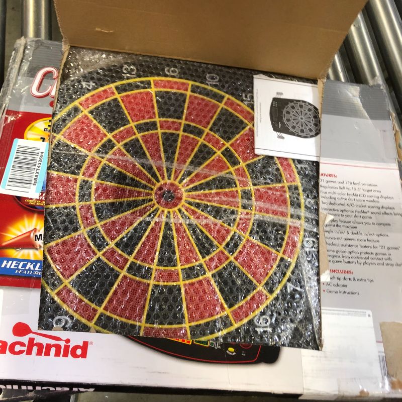 Photo 2 of Arachnid Cricket Pro 450 Electronic Dartboard Features 31 Games with 178 Variations and Includes Two Sets of Soft Tip Darts , Black/Red, 19.00 x 1.00 x 19.00 inches
