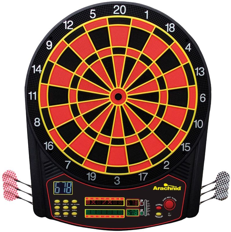 Photo 1 of Arachnid Cricket Pro 450 Electronic Dartboard Features 31 Games with 178 Variations and Includes Two Sets of Soft Tip Darts , Black/Red, 19.00 x 1.00 x 19.00 inches
