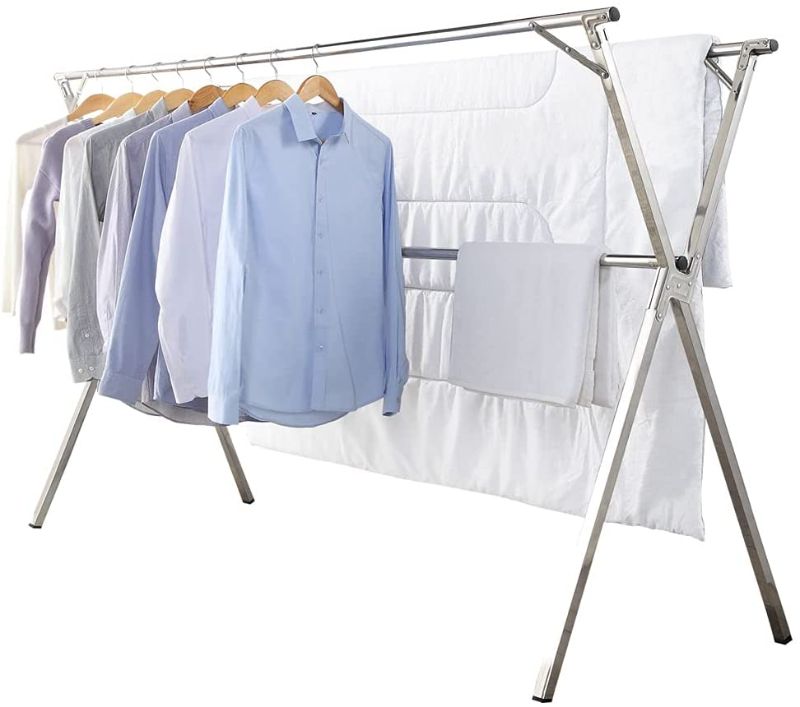 Photo 1 of Clothes Drying Rack for Laundry Foldable,Stainless Steel Laundry Drying Rack for Indoor Outdoor,Foldable Easy Storage Clothes Fack for Drying,Garment Rack Space Saving