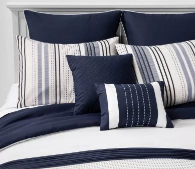 Photo 1 of 8pc Allen Stripe Comforter Set - Hallmart Collectibles QUEEN 