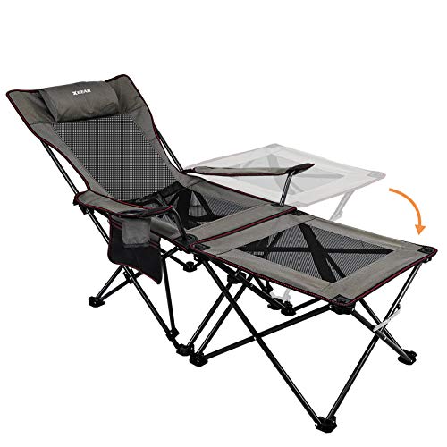 Photo 1 of XGEAR 2 in 1 Folding Camping Chair Portable Lounge Chair with Detachable Table for Camping Fishing Beach and Picnics