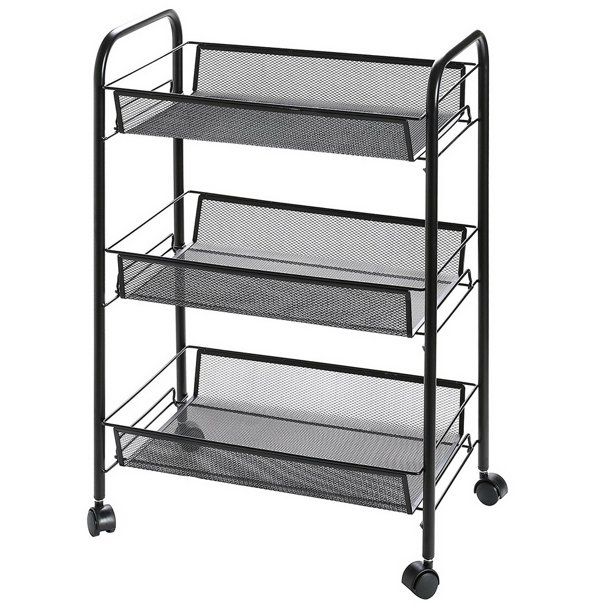 Photo 1 of 3 Tier Mesh Rolling Utility Cart, Multifunction Storage Organizer Cart for Kitchen, Office & Bathroom, Full Metal Wire mesh Slim Art Trolley Cart with Wheels