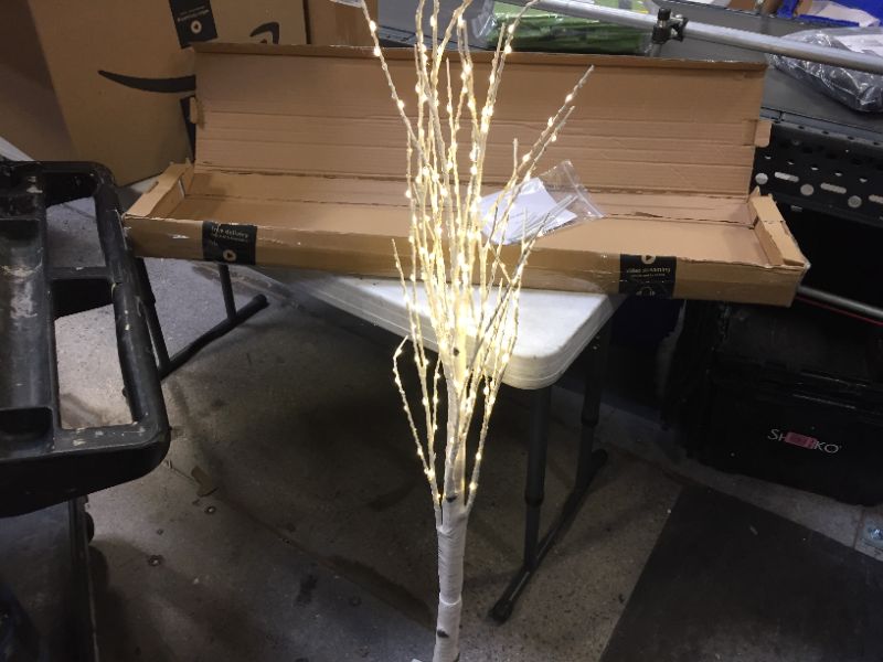 Photo 3 of  Lighted Birch Twig Tree with Fairy Lights 4FT  ----no need screws brings ground stakes that are inserted into the plate
