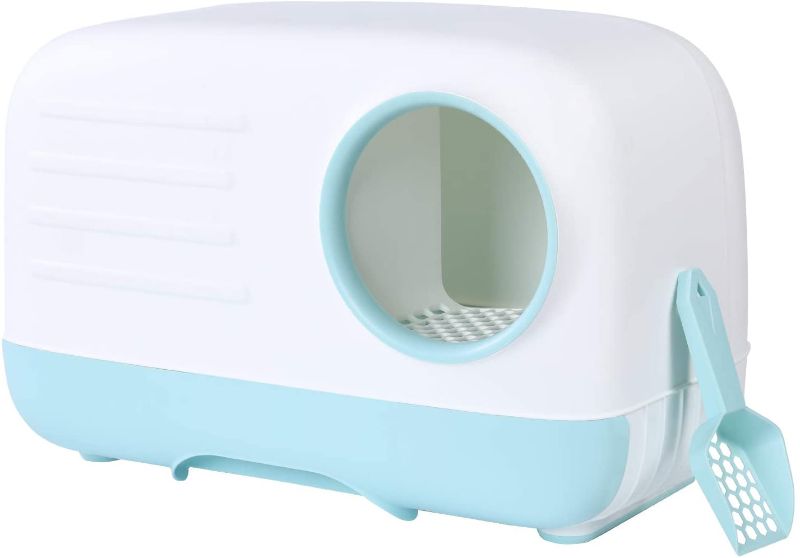 Photo 1 of Cat Little Box Pull-Out Cat Litter Toilet Separate Design Easy to Clean and Wash with Cat Litter Scoop Full-Enclosed Litter Box Contains The Smell Size L24.17xW14.6xH15.9 Inches Weight 10.5 lbs