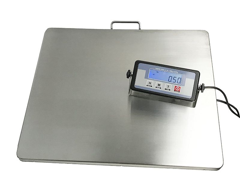 Photo 1 of Angel USA Extra Large Platform 22 Inches x 18 Inches Stainless Steel 400 Pounds Heavy Duty Digital Postal Shipping Scale, Powered by Batteries or AC Adapter, for Floor Bench Office Weight Weighing