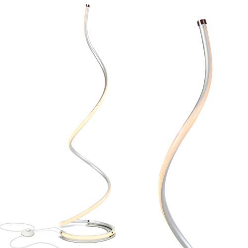 Photo 1 of Brightech Allure - 32" Bright LED Spiral Lamp Gets Compliments - Modern Curved Pole Light for Bedrooms & Living Rooms - Floor Standing/End Table Lamp with Built in Dimmer Switch - Platinum