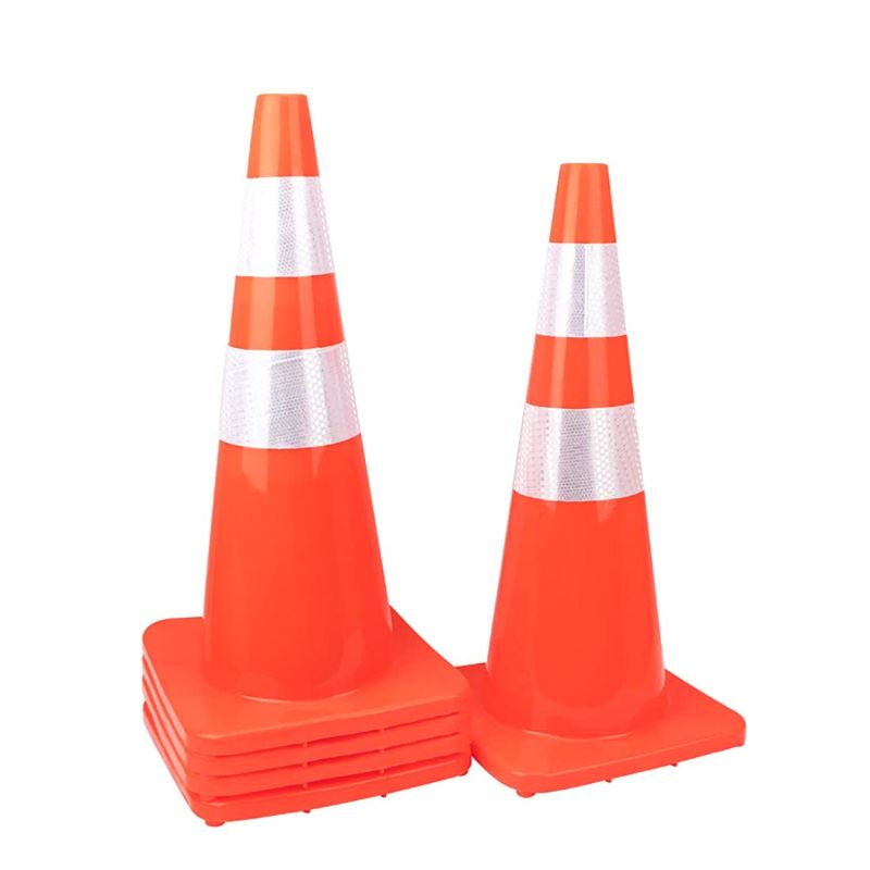 Photo 1 of [ 10 Pack ] 28" Traffic Cones Plastic Road Cone PVC Safety Road Parking Cones Weighted Hazard Cones Construction Cones Orange Field Marker Cones Parking Barrier Safety Cones Traffic Cones (10)