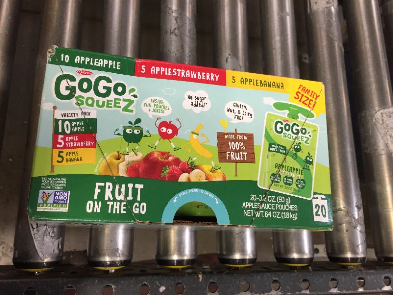 Photo 1 of GoGo squeeZ Applesauce, Variety Apple/Banana/Strawberry - 3.2oz/20ct EXP 01 11 2022