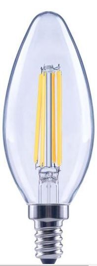 Photo 1 of 100-Watt Equivalent B13 Dimmable Blunt Tip Clear Glass Filament LED Vintage Edison Light Bulb Bright White (12-Pack)