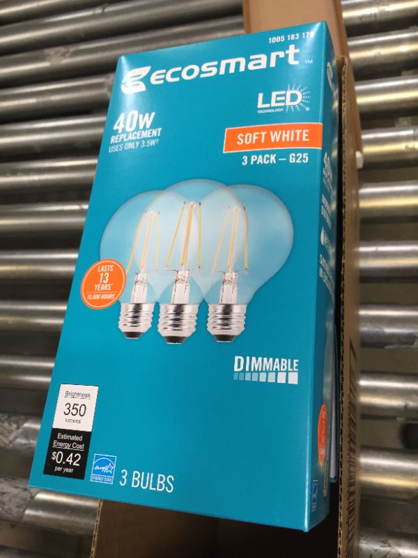 Photo 5 of 40-Watt Equivalent G25 Globe Dimmable ENERGY STAR Clear Glass Filament LED Vintage Edison Light Bulb Soft White (12-Pack)