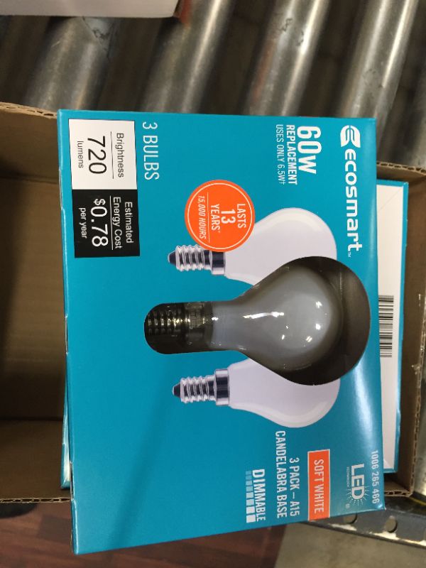 Photo 3 of 60-Watt Equivalent A15 Dimmable Appliance Fan Frosted Glass Filament LED Vintage Edison Light Bulb Soft White (12-Pack)