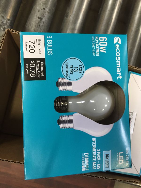 Photo 2 of 60-Watt Equivalent A15 Dimmable Appliance Fan Frosted Glass Filament LED Vintage Edison Light Bulb Daylight (12-Pack)