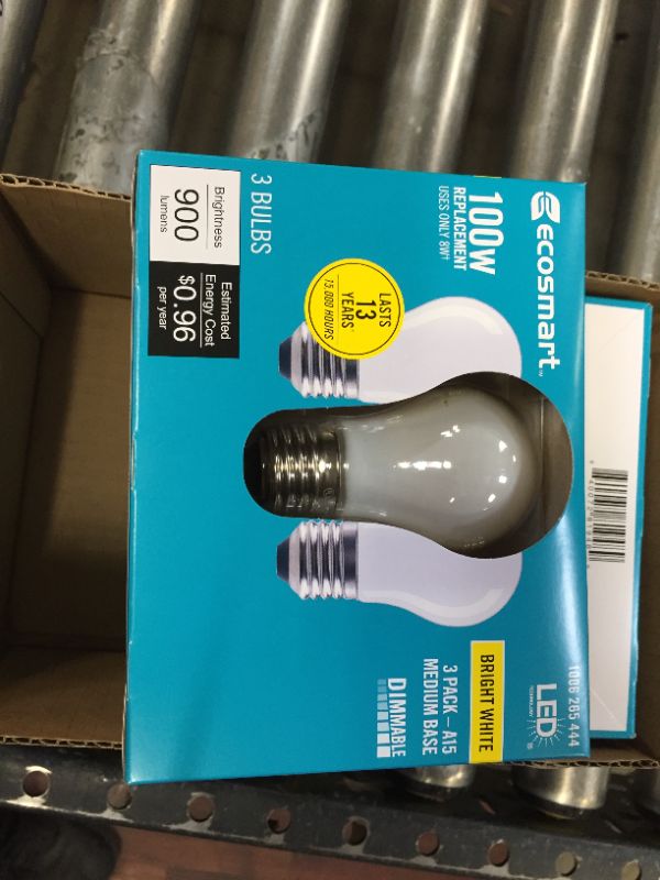 Photo 4 of 100-Watt Equivalent A15 Dimmable Appliance Fan Frosted Glass Filament LED Vintage Edison Light Bulb Bright White(12-Pack)