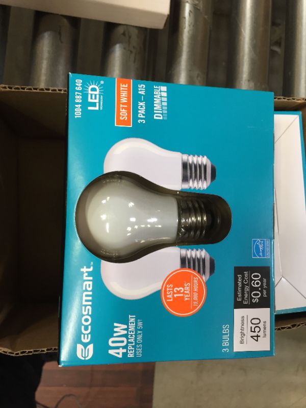 Photo 3 of 40-Watt Equivalent A15 Dimmable ENERGY STAR Frosted Glass Deco Filament LED Vintage Edison Light Bulb Soft White(12-Pack)