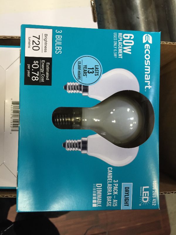 Photo 3 of 60-Watt Equivalent A15 Dimmable Appliance Fan Frosted Glass Filament LED Vintage Edison Light Bulb Daylight (12-Pack)