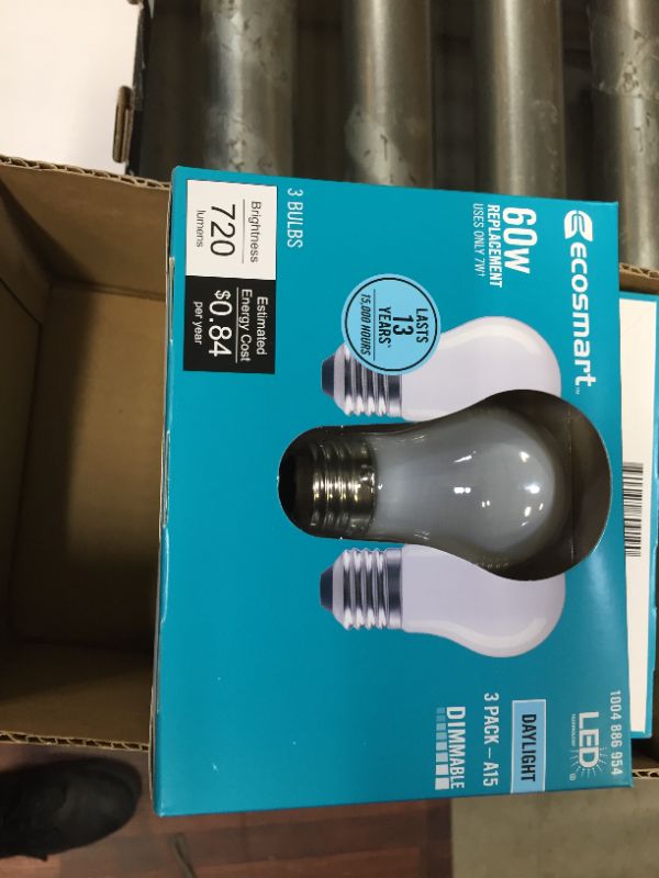 Photo 3 of 60-Watt Equivalent A15 Dimmable Frosted Glass Decorative Filament LED Vintage Edison Light Bulb Daylight (12-Pack)