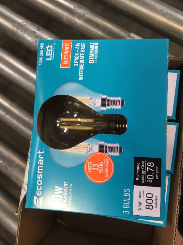 Photo 2 of 60-Watt Equivalent A15 Dimmable Appliance Fan Clear Glass Filament LED Vintage Edison Light Bulb Soft White (12-Pack)