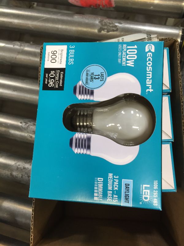 Photo 2 of 100-Watt Equivalent A15 Dimmable Appliance Fan Frosted Glass Filament LED Vintage Edison Light Bulb Daylight (12-Pack)