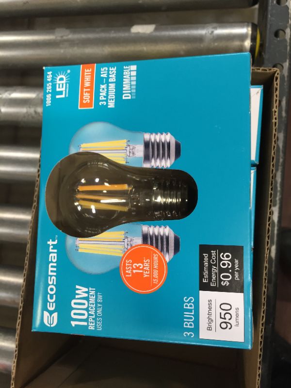 Photo 4 of 100-Watt Equivalent A15 Dimmable Appliance Fan Clear Glass Filament LED Vintage Edison Light Bulb Soft White (12-Pack)