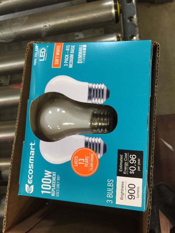 Photo 4 of 100-Watt Equivalent A15 Dimmable Appliance Fan Frosted Glass Filament LED Vintage Edison Light Bulb Soft White (12-Pack)