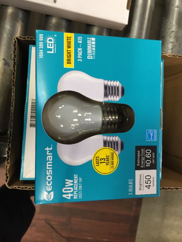 Photo 3 of 40-Watt Equivalent A15 Dimmable ENERGY STAR Frosted Glass Filament Vintage Edison LED Light Bulb Bright White (12-Pack)