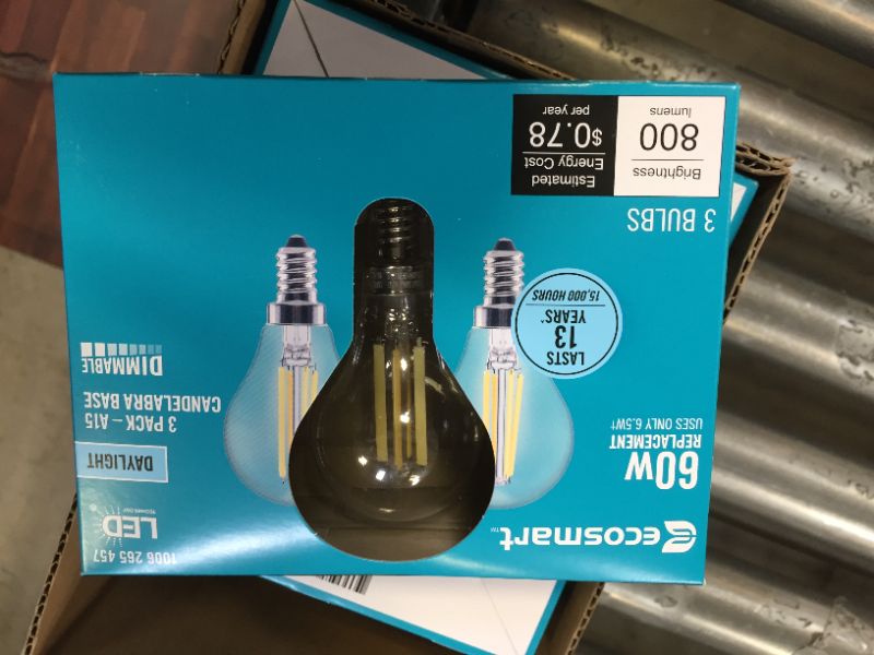 Photo 4 of 60-Watt Equivalent A15 Dimmable Appliance Fan Clear Glass Filament LED Vintage Edison Light Bulb Daylight (3-Pack)