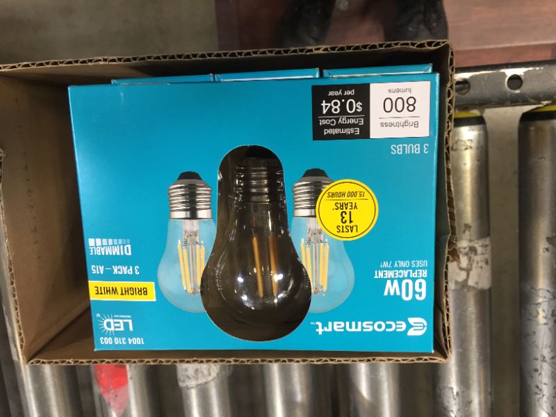 Photo 4 of 60-Watt Equivalent A15 Dimmable Clear Glass Filament LED Vintage Edison Light Bulb in Bright White (12-Pack)