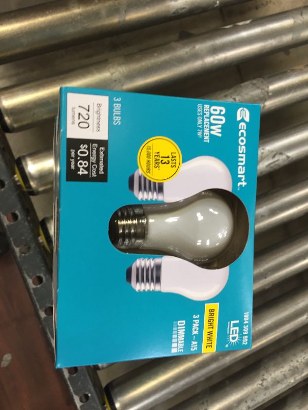 Photo 2 of 60-Watt Equivalent A15 Dimmable Frosted Glass Filament LED Vintage Edison Light Bulb Bright White (12-Pack)