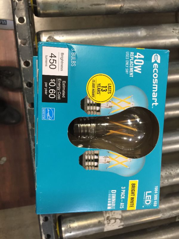 Photo 3 of 40-Watt Equivalent A15 Dimmable ENERGY STAR Clear Glass Filament Vintage Edison LED Light Bulb Bright White (12-Pack)