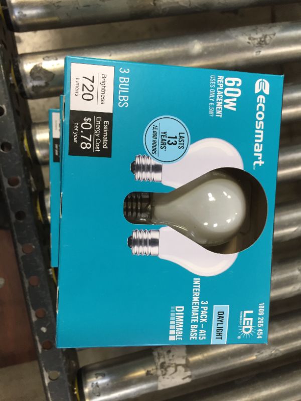 Photo 2 of 60-Watt Equivalent A15 Dimmable Appliance Fan Frosted Glass Filament LED Vintage Edison Light Bulb Daylight (12-Pack)

