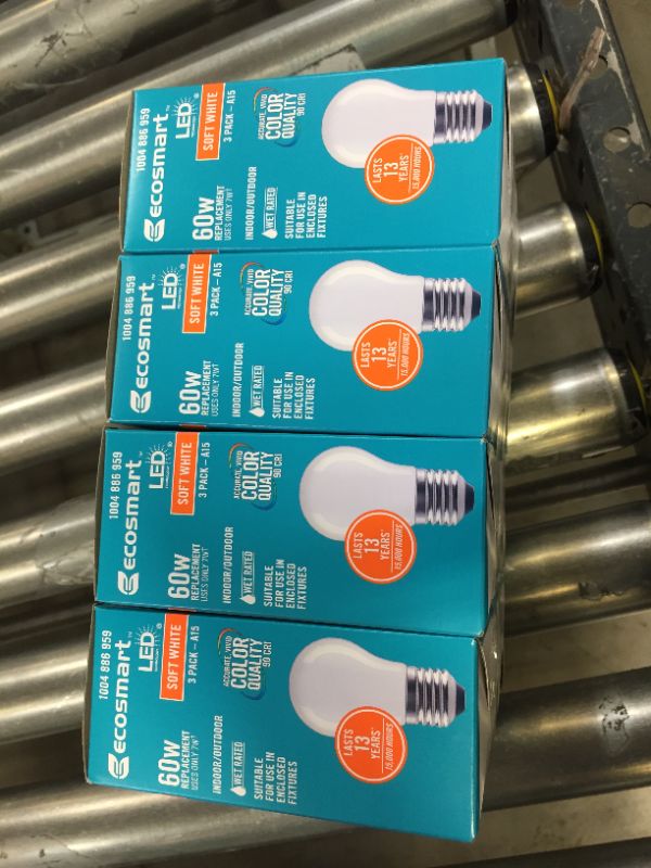 Photo 3 of 60-Watt Equivalent A15 Dimmable Frosted Glass Decorative Filament LED Vintage Edison Light Bulb Soft White (12-Pack)