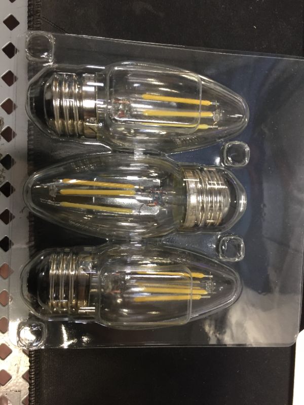 Photo 3 of 60-Watt Equivalent B11 Dimmable Blunt Tip Candle Clear Glass Filament LED Vintage Edison Light Bulb Daylight (6-Pack)