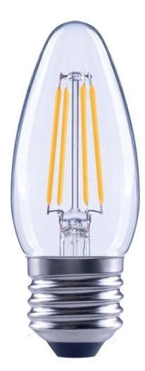 Photo 1 of 60-Watt Equivalent B11 Dimmable Blunt Tip Candle Clear Glass Filament LED Vintage Edison Light Bulb Daylight (6-Pack)