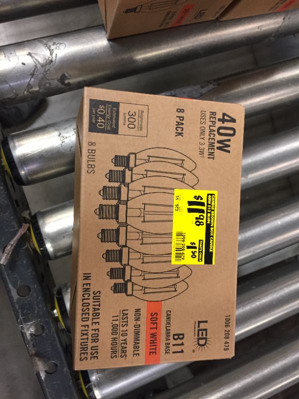 Photo 2 of 40-Watt Equivalent B11 Non-Dimmable Clear Glass Filament Vintage Edison LED Light Bulb Soft White (8-Pack)